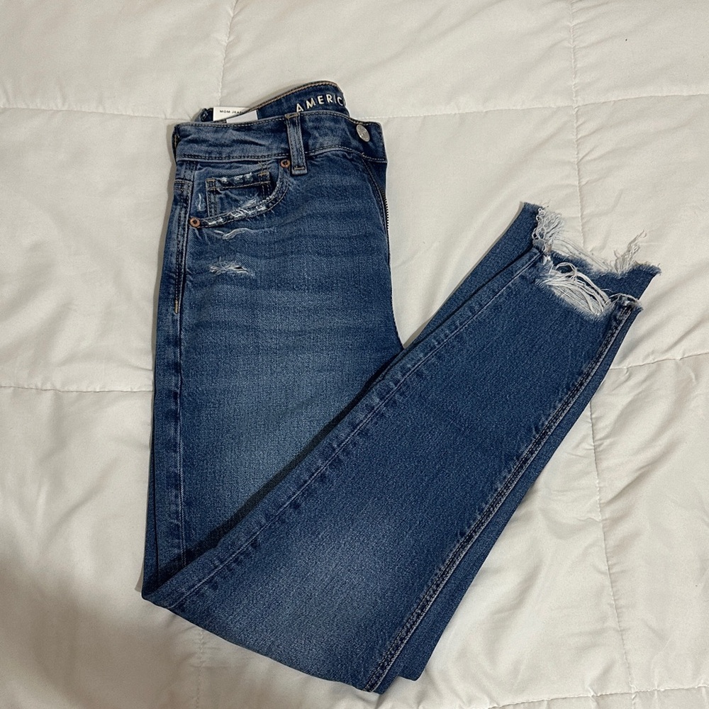 American Eagle Outfitters Women's Distressed Skinny Jeans - Dark Blue